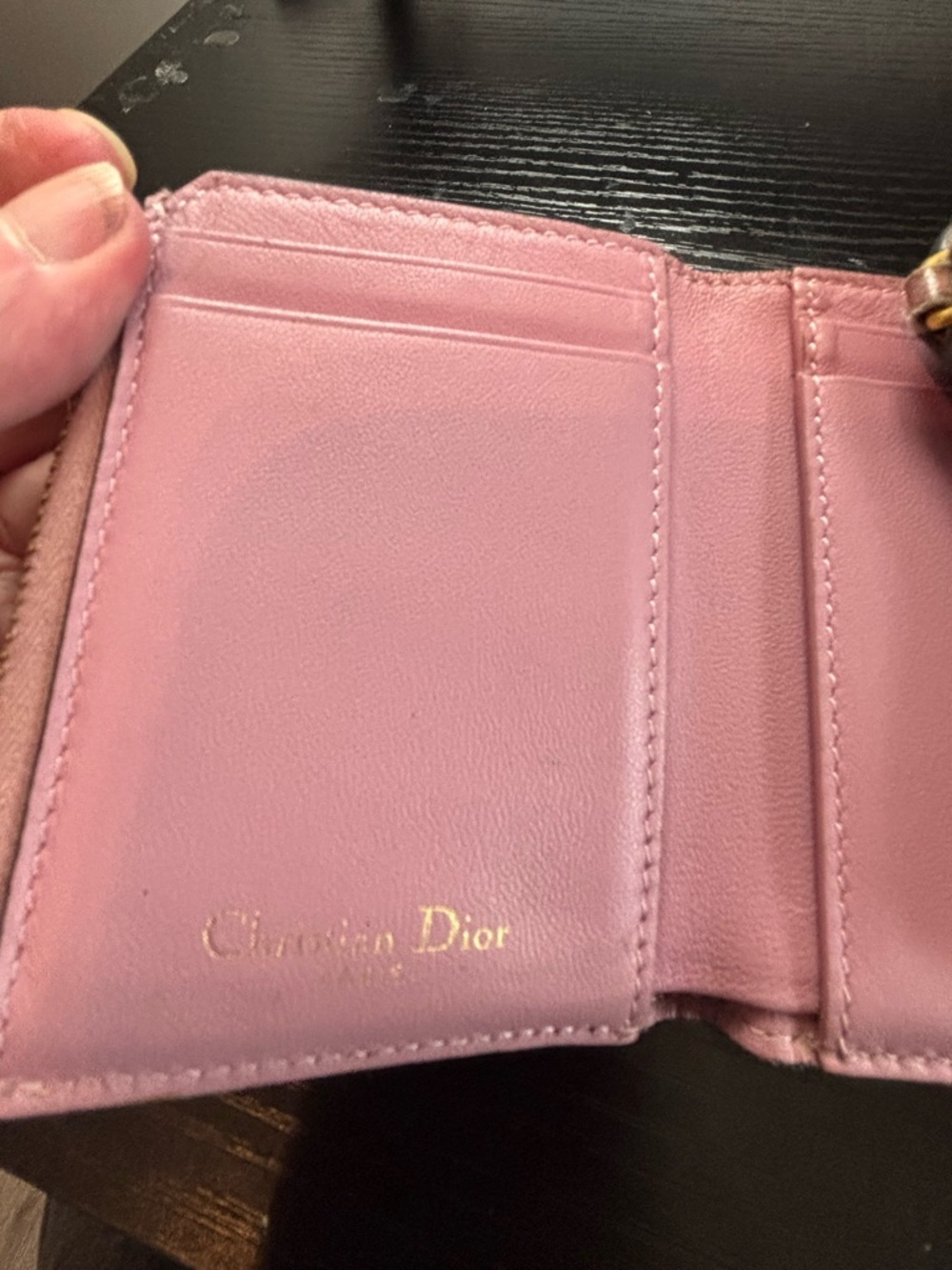 Authentic Christian Dior Saddle Lotus Wallet – Pink Grained Goatskin - Picture 7 of 12